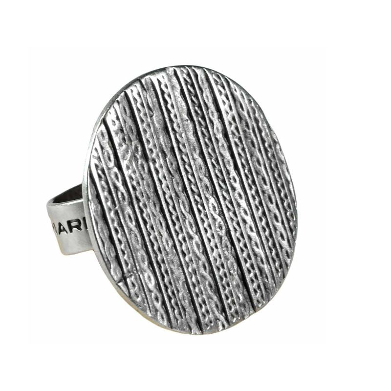 Ring in altsilber mit Textilstruktur