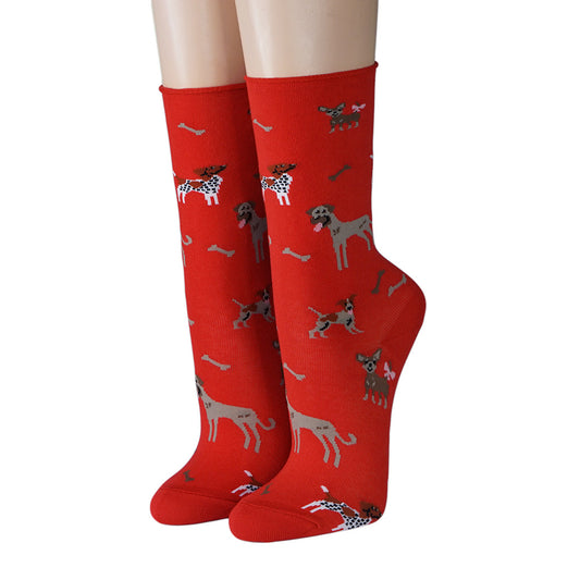 CRÖNERT Damensocken mit Rollrand Dogs and Bones 18333