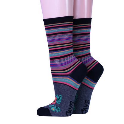 Crönert Damensocken Charlotte - Schwarz Bunt Gestreift