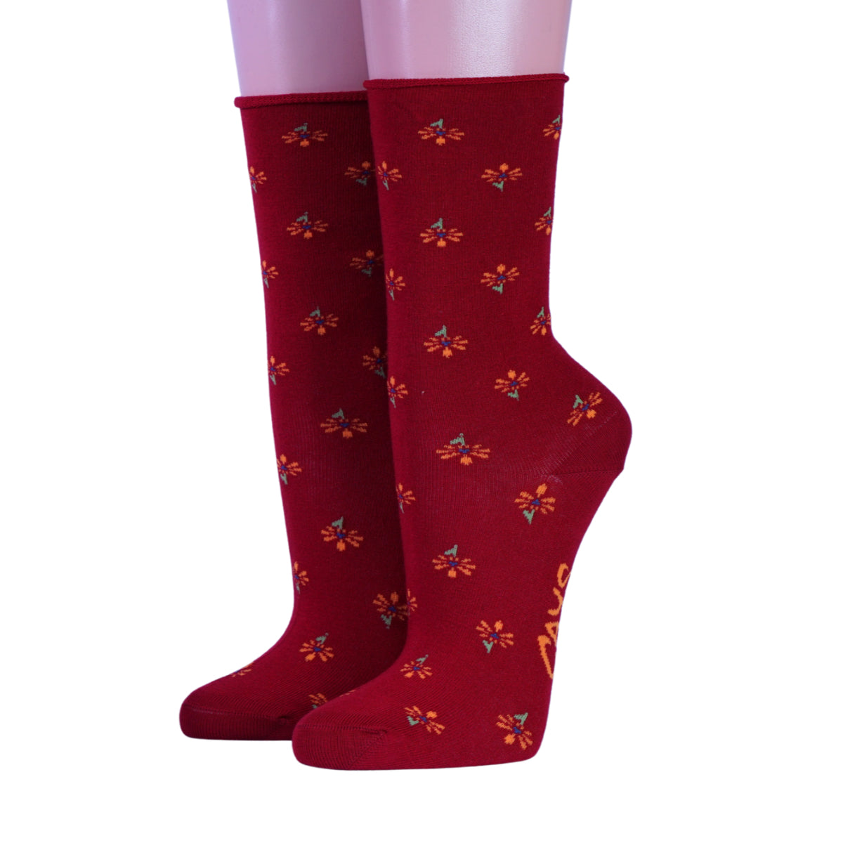 Crönert Damensocken Kleine Blüten rot
