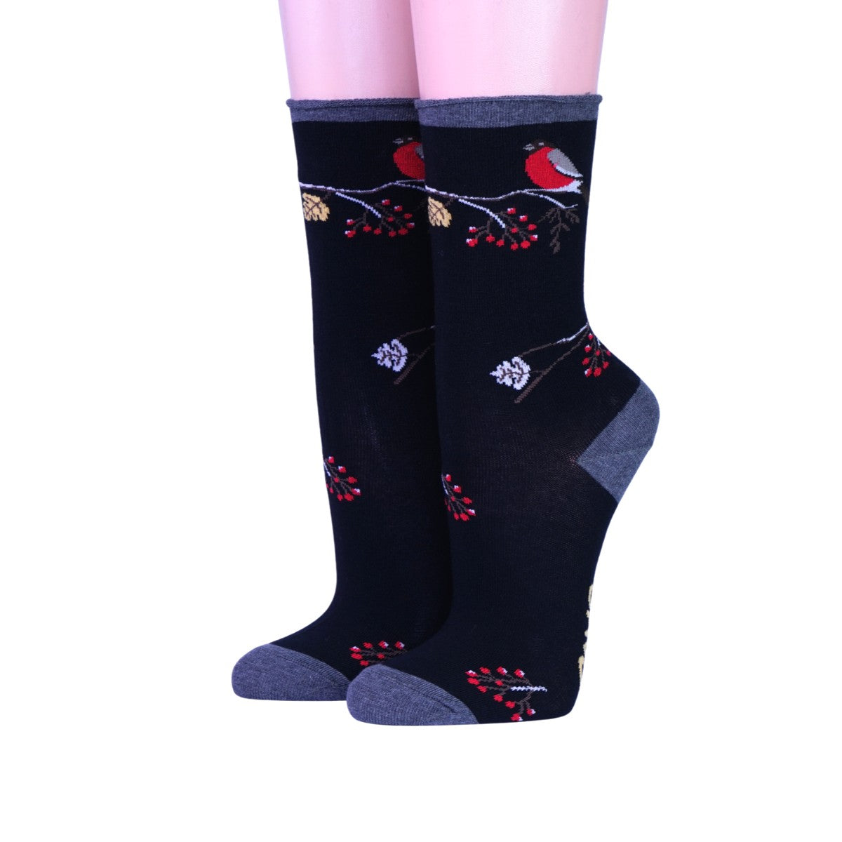 Damensocken von Crönert Singvögel schwarz