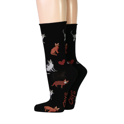 Crönert Damensocken Cathy – Schwarze Katzensocken