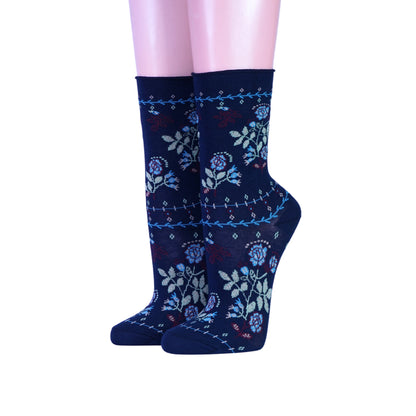Crönert Damensocken Blumenranke und Bordüre