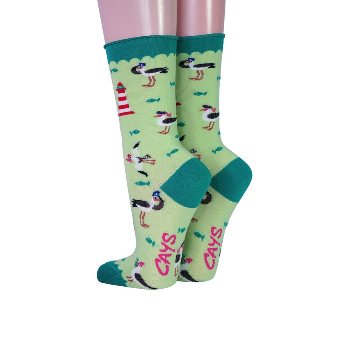 Damensocken von Crönert, Möwen und Leuchtturm
