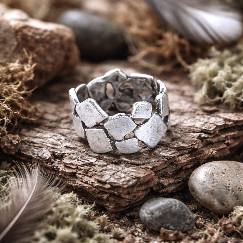 Altsilber Ring aus kleinen Segmenten