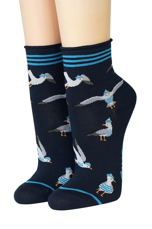 Kurzsocken Möwe Wilma auf blau