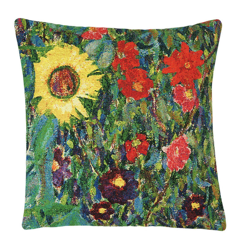 Kissenhülle Klimt Bauerngarten mit Sonnenblumen – Gobelin 45x45