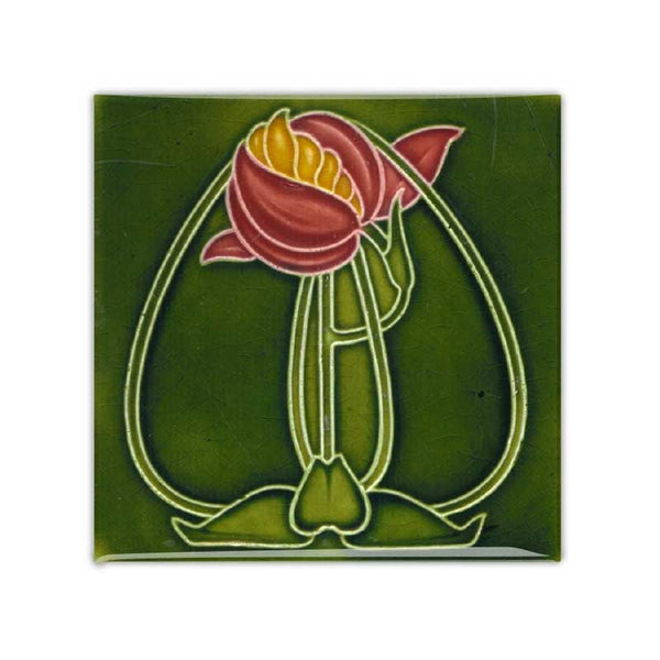 Magnet Art Nouveau Tile Flower round