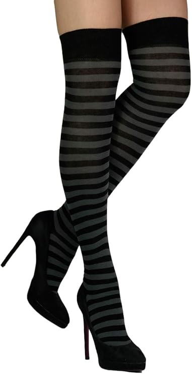 gestreifter Overknee schwarz-anthrazit