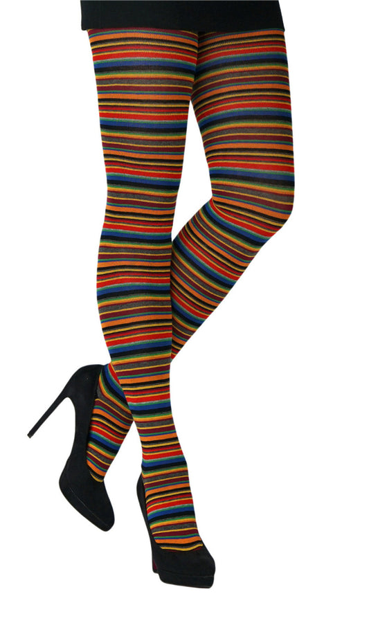 bunt geringelte Strickstrumpfhose