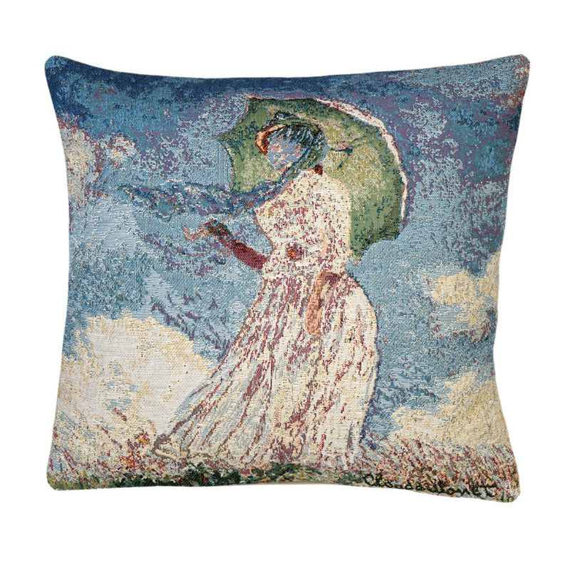 Kissenhülle „Frau mit Regenschirm“ nach Monet – Gobelin Kunstmotiv