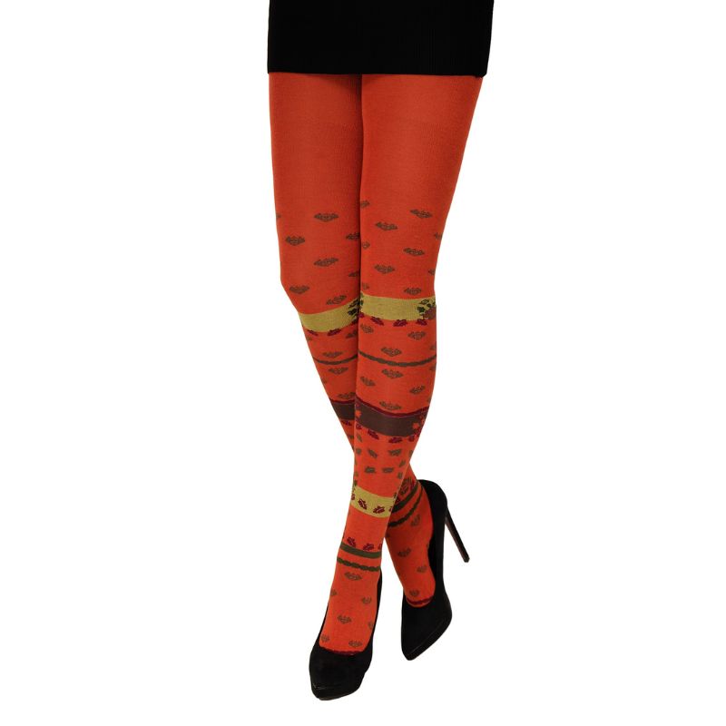ausgefallene Orange Strumpfhose mit Muster
