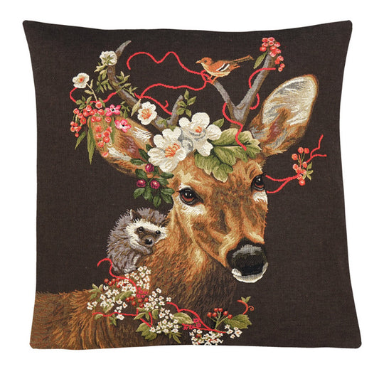 Rehbock mit Igel auf der Schulter Gobelin