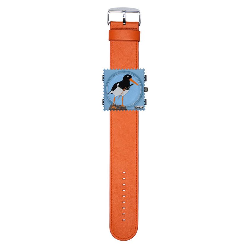STAMPS komplette Uhr Zifferblatt Aari auf Lederarmband Orange