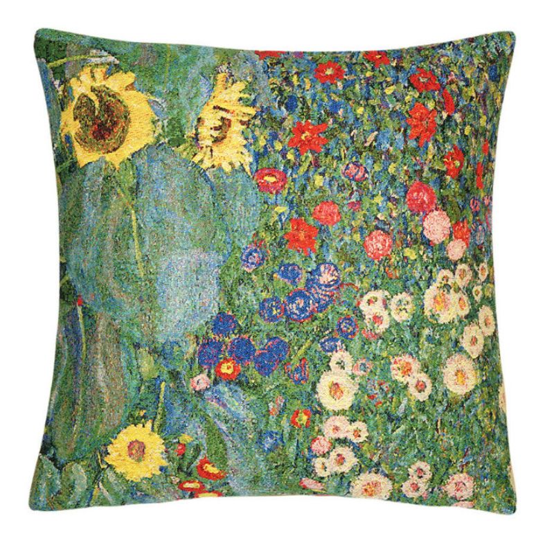 Bauerngarten mit Sonnenblumen Klimt – Gobelin Kissenhülle 45×45