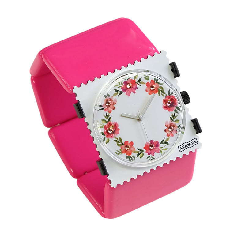 STAMPS komplette Uhr Floral Diamond auf Belta Pink