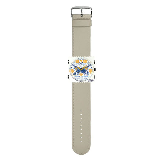 STAMPS komplette Uhr Zifferblatt Bloomy Butterfly auf Armband beige