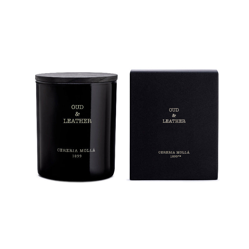Duftkerze m Glas Oud and Leather