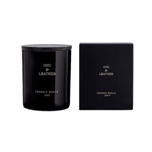 Duftkerze m Glas Oud and Leather