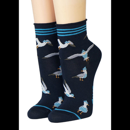Kurzsocken Möwe Wilma auf blau