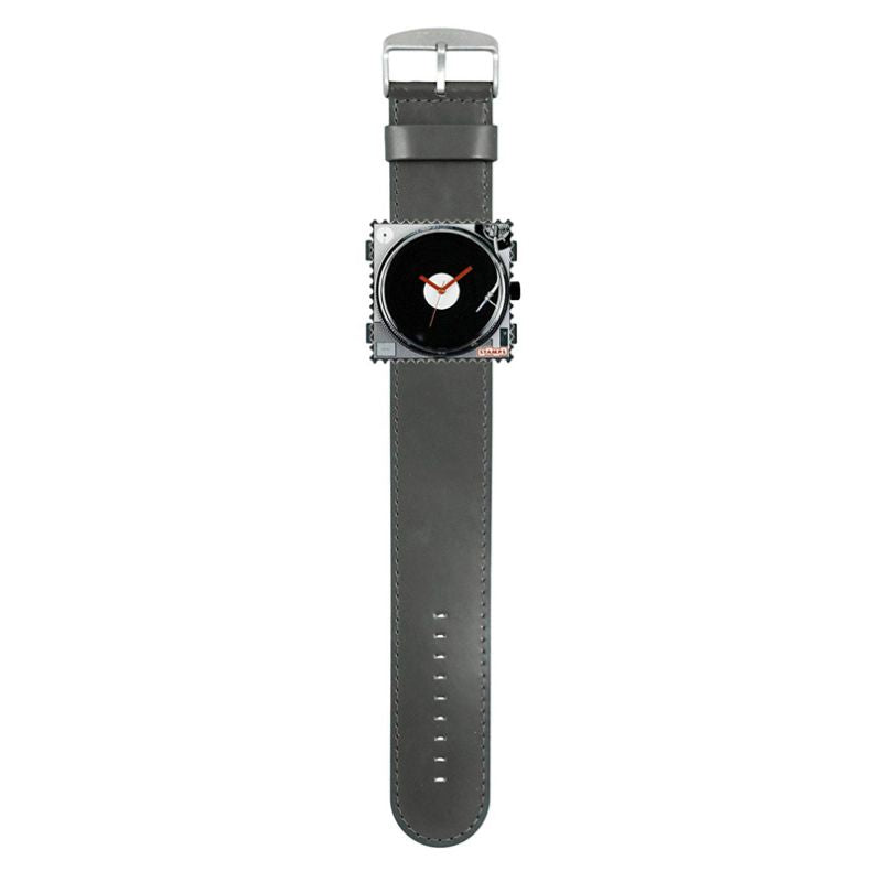 STAMPS komplette Uhr mit Zifferblatt Plattenspieler und Armband grau