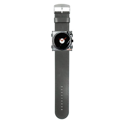 STAMPS komplette Uhr mit Zifferblatt Plattenspieler und Armband grau