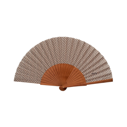 Handfächer mit Fischgrätmuster braun