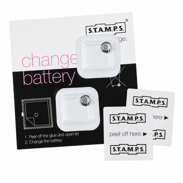 2 Batterien und 2 Sticker für Stamps Uhren