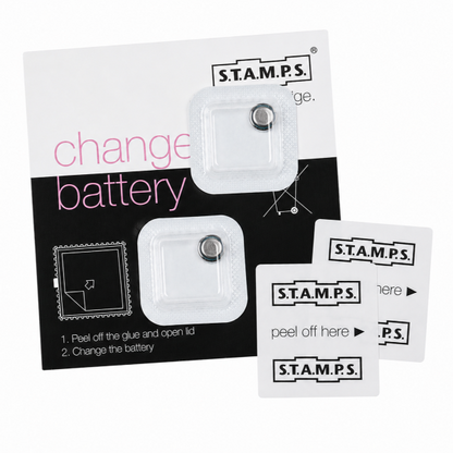 2 Batterien und 2 Sticker für Stamps Uhren