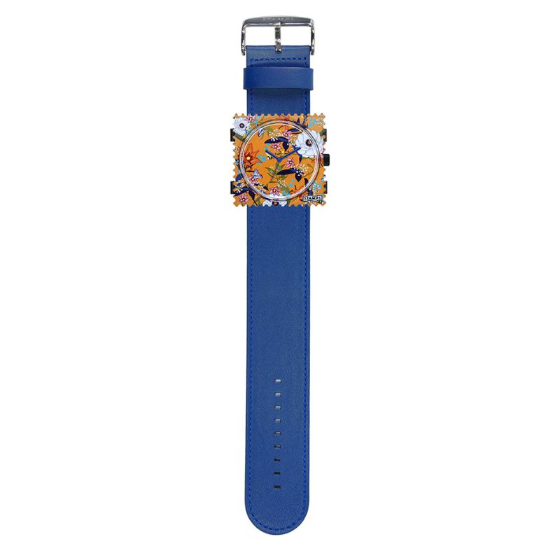 STAMPS Uhr komplett - Zifferblatt Flower Dream auf Armband Tiefes Blau