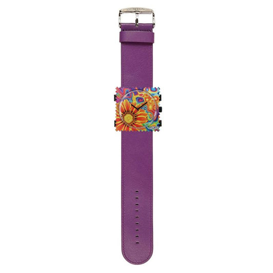 STAMPS komplette Uhr Zifferblatt Flower Reflection auf Armband Violett