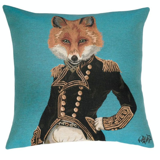 Fuchs in schwarzer Uniform Kissen Gobelin