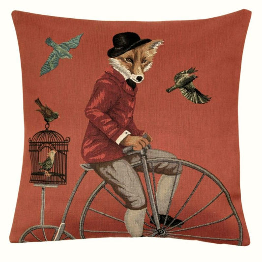 Gobelin Zierkissen Fuchs auf Hochrad