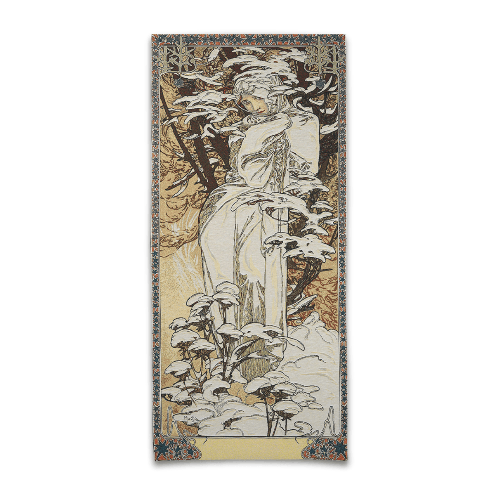 Belgian Tapestrie gewebter Wandbehang 155 x 70 cm Mucha Der Winter Gobelin Wandbehang