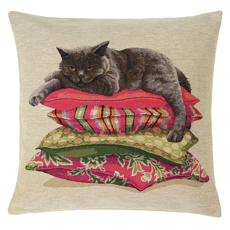 Gobelin Kissenhülle schnurrende Katze – 45×45 cm