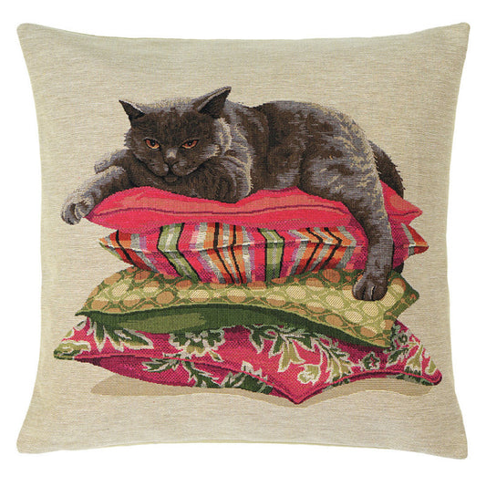 Gobelin Kissenhülle schnurrende Katze – 45×45 cm