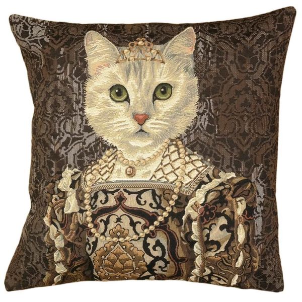 Gobelin Kissenhülle Katze mit Diadem – Historisches Porträt, Belgien