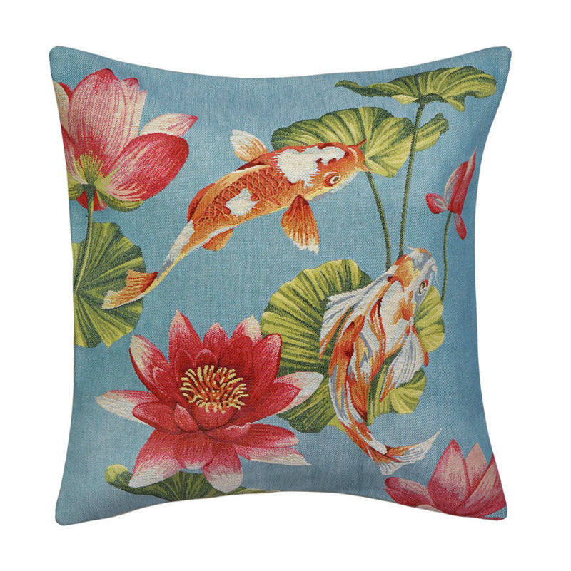 Kissenhülle Kois & Seerosen – Gobelin 45x45