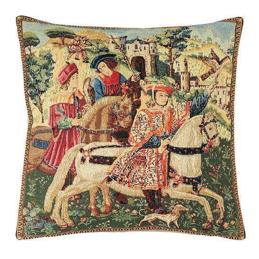 Gobelin Kissenhülle Aufbruch zur Jagd 45x45 cm