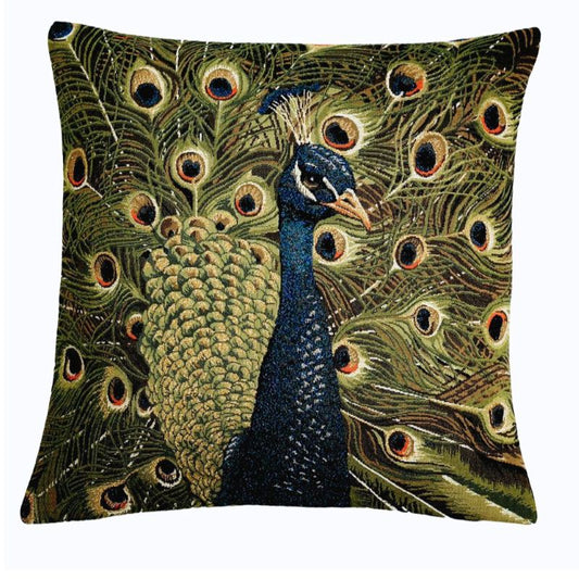 Kissenhülle Pfau mit offenem Rad – Gobelin 45x45