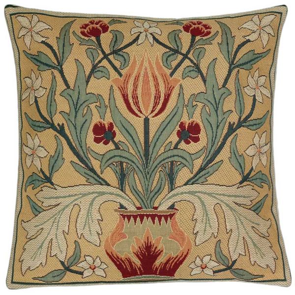 Gobelin Kissen mit Tulpen und Akanthus