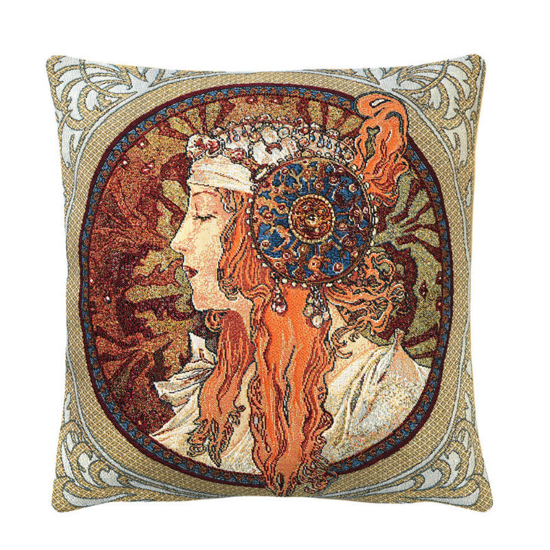 Gobelin Kissenhülle Byzantinische Rothaarige Medaillon 45x45
