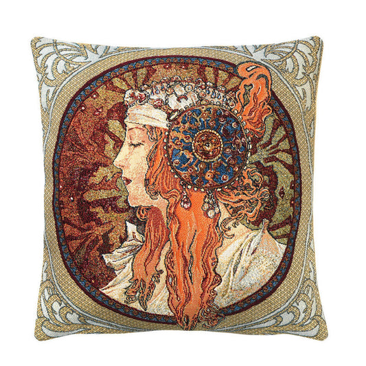 Gobelin Kissenhülle Byzantinische Rothaarige Medaillon 45x45