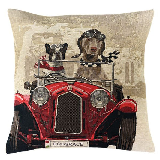 Gobelin Kissenhülle Hunde im Auto – 45×45