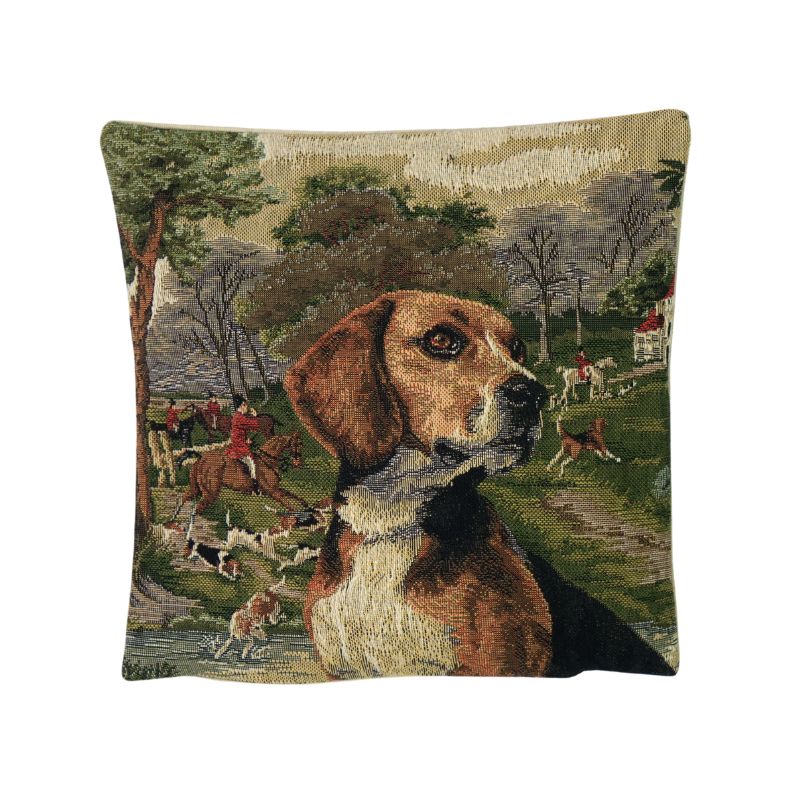Kissen mit Hund und Jagdszene
