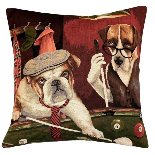 Gobelin Kissenhülle Hunde spielen Billard – 45x45