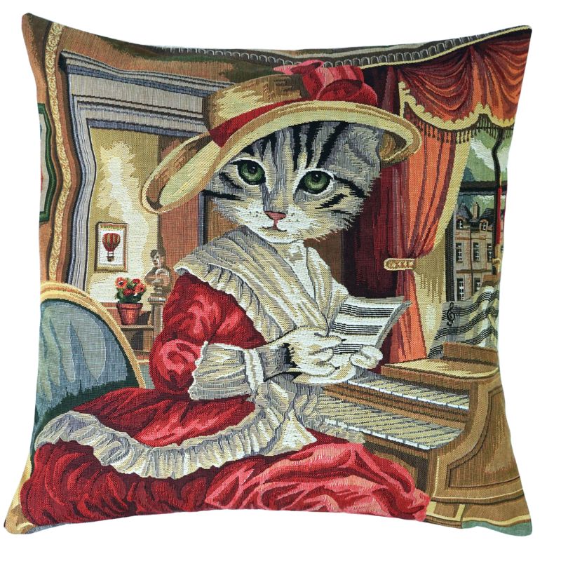 Gobelin Kissen Katze am Klavier
