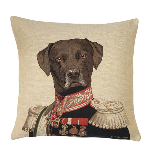 Gobelin Kissenhülle Hund Uniform beige – 45×45 cm