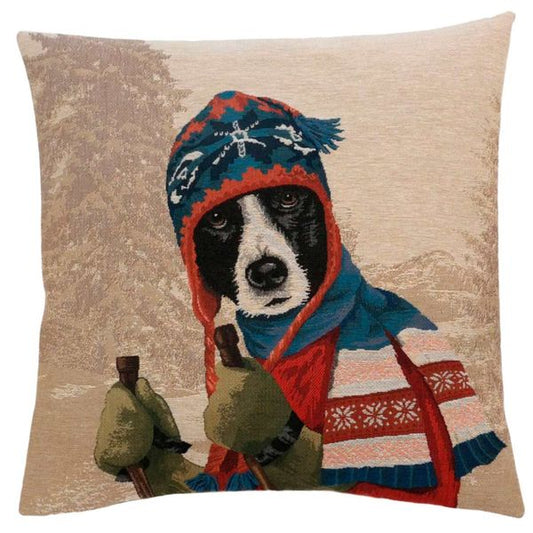 Gobelin Kissenhülle Border Collie Wintersport – 45×45