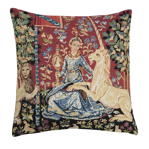 Belgian Tapestries Zierkissenhülle 45 X 45 cm, Unicorn - the View, Gobelin
